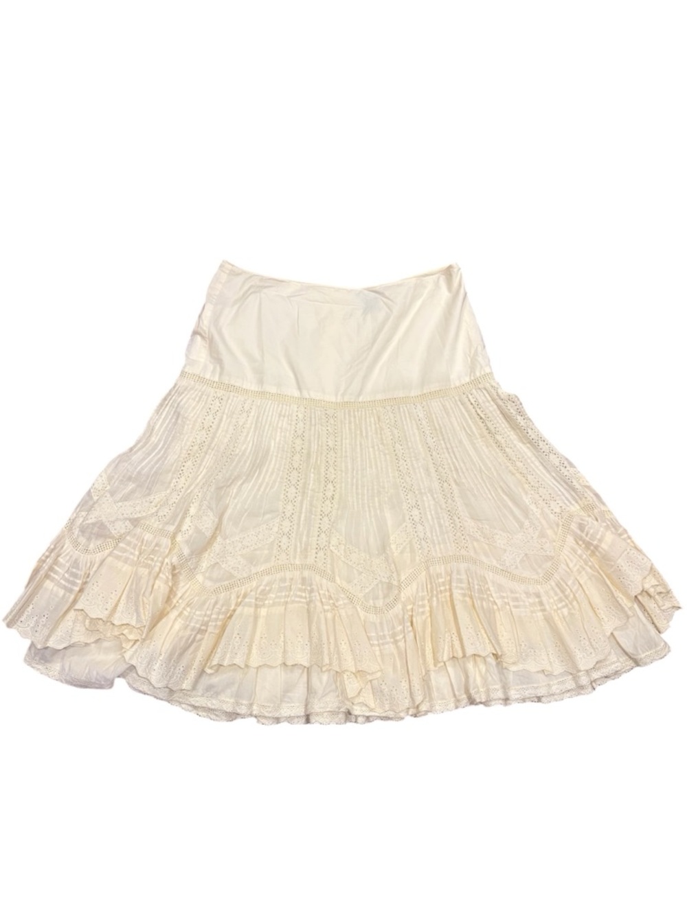 Banana Republic 100% cotton Women's Cream Lace Tiered Skirt